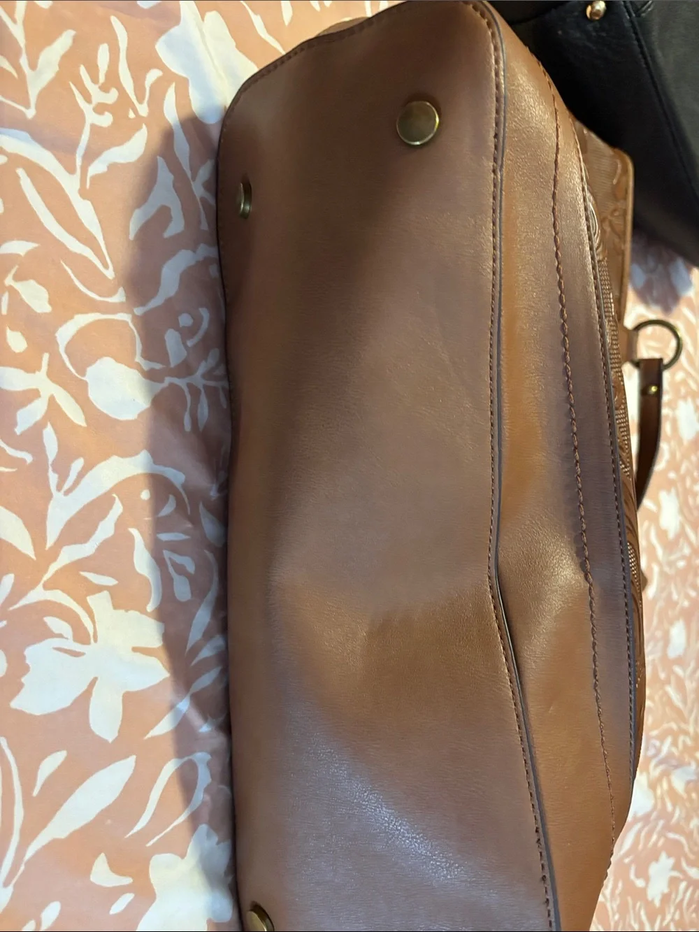 FRYE AND CO. Embossed Floral Tan Leather Tote